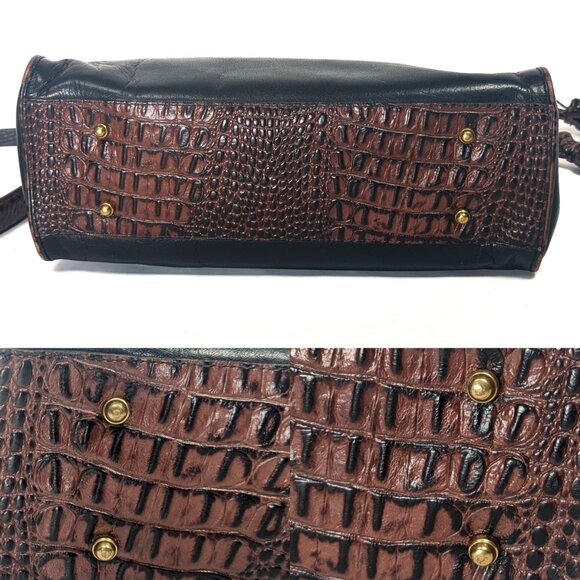 BRAHMIN Julia Rose Black Leather Lady Tuscan Shoulder BAg - Picture 7 of 13